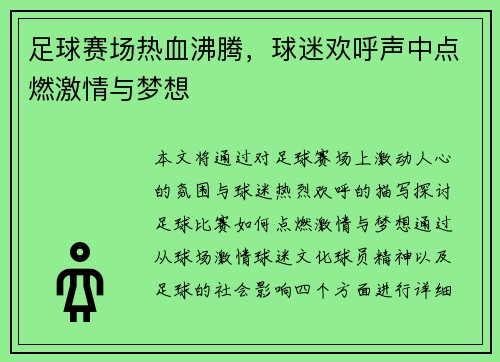 足球赛场热血沸腾，球迷欢呼声中点燃激情与梦想